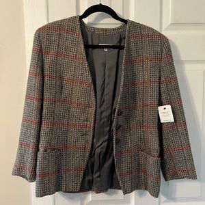 Giorgio Armani Blazer. Gray/Beige/Black/Red Plaid. Purchased from TRR, w/ tags